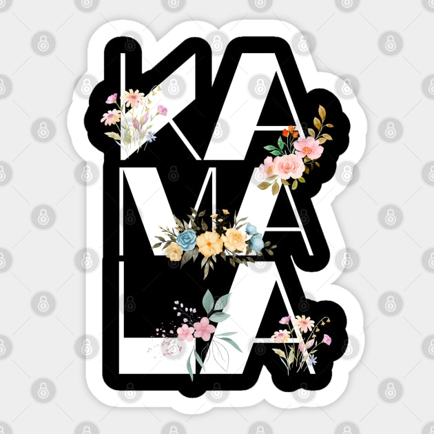 Kamala Harris Vintage Floral Feminine First Female President Sticker by The WYLD Tribe